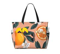 ZSUUGJ Cute Sweet Orange Flower Extra Large Beach Tote Bag With Zipped Pockets - Sandproof Waterproof Holiday Bag For Pool, Picnic, Gym & Travel