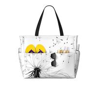 ZSUUGJ Dandelion Blowing In The Wind Extra Large Beach Tote Bag With Zipped Pockets - Sandproof Waterproof Holiday Bag For Pool, Picnic, Gym & Travel
