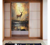ZSUUGJ Deer In The Forest Soft Stylish Fabric Door Curtain, Room Divider For Privacy And Light Blocking, Ideal For Living Room Bedroom Kitchen Office