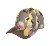 ZSUUGJ Donkey and Flower Pattern Baseball Cap Unisex Adjustable Baseball Hats for Sports Outdoor Black, Black, One size