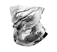ZSUUGJ Dragon Black White Pattern Neck Gaiter Face Mask Scarf Bandana Head Wrap UV Protection Balaclava for Sports, White, One Size, White, One Size, White, One Size