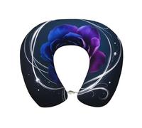 ZSUUGJ Elegant Crimson Rose Travel Neck Pillow Memory Foam Neck Support Cushion Ergonomic Head And Neck Support For Airplane, Car, Train, Office And Home