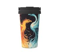 ZSUUGJ Fire Phoenix Portable Stainless Steel Travel Mug - Insulated Hot & Cold Drink Tumbler with Leak-Proof Lid, Commuter-Friendly Coffee Cup for Office, Car & Outdoors