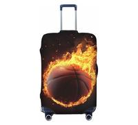 ZSUUGJ Fired Up Basketball Travel Luggage Covers for Suitcase Elastic Suitcase Protector Scratch Resistant Spandex Fits 18-32 Inch Luggage, Black, Medium, black, M