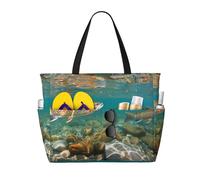 ZSUUGJ Fly Fishing Extra Large Beach Tote Bag With Zipped Pockets - Sandproof Waterproof Holiday Bag For Pool, Picnic, Gym & Travel