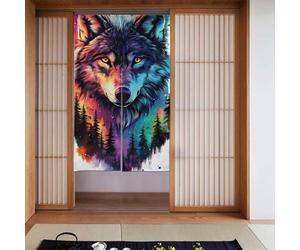 ZSUUGJ Forest Wolves Soft Stylish Fabric Door Curtain, Room Divider For Privacy And Light Blocking, Ideal For Living Room Bedroom Kitchen Office