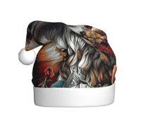 ZSUUGJ Fox Wildflower Plush Santa Cap For Adults, Soft Holiday Hat With White Trim And Pom-Pom, Reusable Festive Accessory For Home, Office & Party