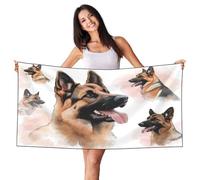 Zsuugj German Shepherd Dogs Pattern Beach Towel 27.5" X 55" Lightweight Beach Towel Quick Dry Blanket for Vacation Essentials Gift