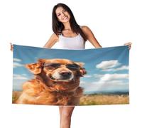 Zsuugj Golden Retriever Dog Pattern Beach Towel 27.5" X 55" Lightweight Beach Towel Quick Dry Blanket for Vacation Essentials Gift