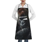 ZSUUGJ Gorilla Adjustable Waterproof Kitchen Apron With Pocket Cooking, Baking & Grilling Bib Apron For Men And Women