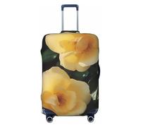 ZSUUGJ Graceful Yellow Rose Flower Travel Luggage Covers For Suitcase Elastic Suitcase Protector Anti-Scratch Spandex Baggage Covers Fits 18-32 Inch Luggage, Black, S