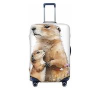 ZSUUGJ Groundhogs Marmots Flowers Travel Luggage Covers For Suitcase Elastic Suitcase Protector Anti-Scratch Spandex Baggage Covers Fits 18-32 Inch Luggage, Black, M