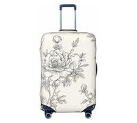 ZSUUGJ Hand-Drawn French Floral Travel Luggage Covers For Suitcase Elastic Suitcase Protector Anti-Scratch Spandex Baggage Covers Fits 18-32 Inch Luggage, Black, M
