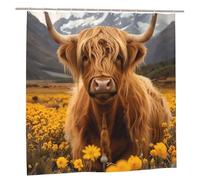 Zsuugj Highland Cow Shower Curtain,Bathroom Curtain Waterproof Fabric with 12 Hooks 72x72 Inch - Machine Washable