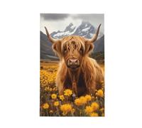 Zsuugj Highland Cows Printed Kitchen Microfiber Towels, Waffle Quick Dry Tea Hand Towel Dish Cloth for Kitchen Dry 16x26 Inch