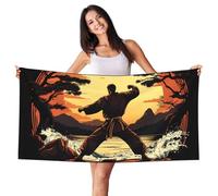 ZSUUGJ Karate Men Pattern Beach Towel 27.5" X 55" Large Beach Blanket For Travel, Swimming, Camping