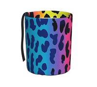 ZSUUGJ Leopard Neon Rainbow Portable Vehicle Trash Bin Waterproof Auto Waste Container For Cars, Trucks & Suvs, Practical For Daily Use