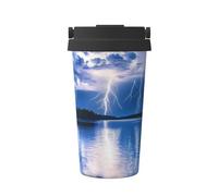 ZSUUGJ Lightning Strikes Portable Stainless Steel Travel Mug - Insulated Hot & Cold Drink Tumbler with Leak-Proof Lid, Commuter-Friendly Coffee Cup for Office, Car & Outdoors