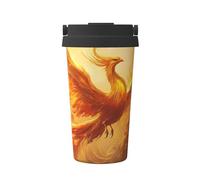 ZSUUGJ Phoenix Portable Stainless Steel Travel Mug - Insulated Hot & Cold Drink Tumbler with Leak-Proof Lid, Commuter-Friendly Coffee Cup for Office, Car & Outdoors