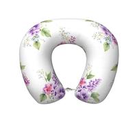 ZSUUGJ Pink Rose Floral Pattern Travel Neck Pillow Memory Foam Neck Support Cushion Ergonomic Head And Neck Support For Airplane, Car, Train, Office And Home