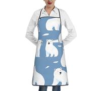 ZSUUGJ Polar Bears Adjustable Waterproof Kitchen Apron With Pocket Cooking, Baking & Grilling Bib Apron For Men And Women