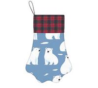 ZSUUGJ Polar Bears Plush Christmas Stocking Soft Fabric Gift Sock, Reusable Holiday Decoration For Fireplace, Door Or Christmas Tree Display