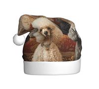 ZSUUGJ Poodles Dogs Plush Santa Cap For Adults, Soft Holiday Hat With White Trim And Pom-Pom, Reusable Festive Accessory For Home, Office & Party