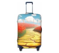 ZSUUGJ Poppies Field Yellow Brick Road Travel Luggage Covers For Suitcase Elastic Suitcase Protector Anti-Scratch Spandex Baggage Covers Fits 18-32 Inch Luggage, Black, L