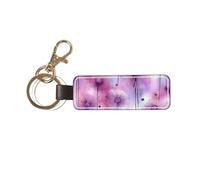 ZSUUGJ Purple Watercolour Dandelion Stylish Pu Leather Keychain With Sturdy Metal Ring For Daily Use