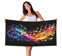 Zsuugj Rainbow Musical Note Melody Pattern Beach Towel 27.5" X 55" Lightweight Beach Towel Quick Dry Blanket for Vacation Essentials Gift