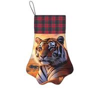 ZSUUGJ Rising Sun Tiger Plush Christmas Stocking Soft Fabric Gift Sock, Reusable Holiday Decoration For Fireplace, Door Or Christmas Tree Display