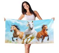 Zsuugj Running Horse Animal Pattern Beach Towel 27.5" X 55" Lightweight Beach Towel Quick Dry Blanket for Vacation Essentials Gift