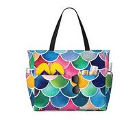 ZSUUGJ Scales Extra Large Beach Tote Bag With Zipped Pockets - Sandproof Waterproof Holiday Bag For Pool, Picnic, Gym & Travel