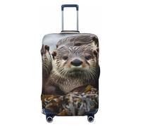 ZSUUGJ Sea Otter Family Travel Luggage Covers For Suitcase Elastic Suitcase Protector Anti-Scratch Spandex Baggage Covers Fits 18-32 Inch Luggage, Black, M