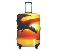 ZSUUGJ Sea Sunset Flying Dragon Travel Luggage Covers For Suitcase Elastic Suitcase Protector Anti-Scratch Spandex Baggage Covers Fits 18-32 Inch Luggage, Black, L