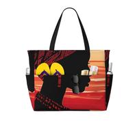 ZSUUGJ Silhouette African Woman Extra Large Beach Tote Bag With Zipped Pockets - Sandproof Waterproof Holiday Bag For Pool, Picnic, Gym & Travel