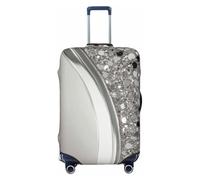 ZSUUGJ Silver Sparkle Glam Bling Travel Luggage Covers For Suitcase Elastic Suitcase Protector Anti-Scratch Spandex Baggage Covers Fits 18-32 Inch Luggage, Black, XL