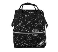 ZSUUGJ Space Galaxy Printed Diaper Bag Backpack Baby Bag Multi Function Baby Changing Bags For Travel, Black, One Size