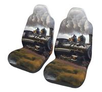 ZSUUGJ Steam Locomotive Train Landscape Car Seat Covers For Cars, Suvs & Trucks - Elastic, Stylish, Protective Cushion Covers For Men & Women