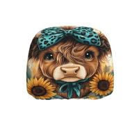 ZSUUGJ Teal Highland Cow Car Seat Headrest Cover Universal, Adjustable Seat Protector For Vehicles, Soft Fabric, Easy To Install, Durable