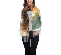 ZSUUGJ Teal Highland Cow Women’s Classic Tassel Scarf - Soft Winter Pashmina Wrap, Oversized Blanket Shawl For Layering, Stylish Autumn & Holiday Accessory