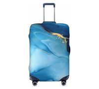 ZSUUGJ Teal Turquoise Liquid Marble Travel Luggage Covers For Suitcase Elastic Suitcase Protector Anti-Scratch Spandex Baggage Covers Fits 18-32 Inch Luggage, Black, S