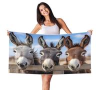 Zsuugj Three Cute Donkeys Pattern Beach Towel 27.5" X 55" Lightweight Beach Towel Quick Dry Blanket for Vacation Essentials Gift
