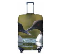 ZSUUGJ Two Loon Birds Travel Luggage Covers For Suitcase Elastic Suitcase Protector Anti-Scratch Spandex Baggage Covers Fits 18-32 Inch Luggage, Black, M