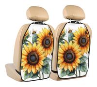 ZSUUGJ Watercolor Bees Sunflower Durable Anti-Kick Car Seat Protector Pcs, Waterproof Mat For Cars, Trucks And Suvs, Easy To Install And Clean