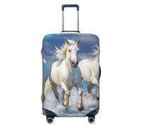 ZSUUGJ White Horses Travel Luggage Covers For Suitcase Elastic Suitcase Protector Anti-Scratch Spandex Baggage Covers Fits 18-32 Inch Luggage, Black, L