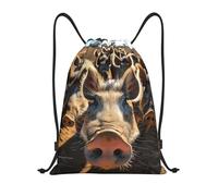ZSUUGJ Wild Boar Pattern Drawstring Backpack Lightweight Gym Sackpack For Travel, Fitness, Yoga, Beach