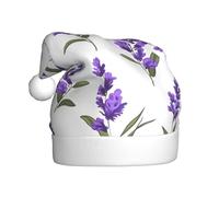 ZSUUGJ Wild Purple Flowers Plush Santa Cap For Adults, Soft Holiday Hat With White Trim And Pom-Pom, Reusable Festive Accessory For Home, Office & Party