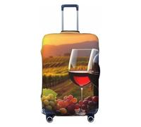 ZSUUGJ Wine Glasses And Grapes On A Wooden Barrel Travel Luggage Covers For Suitcase Elastic Suitcase Protector Anti-Scratch Spandex Baggage Covers Fits 18-32 Inch Luggage, Black, XL