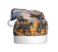 ZSUUGJ Zebra Cloud Plush Santa Cap For Adults, Soft Holiday Hat With White Trim And Pom-Pom, Reusable Festive Accessory For Home, Office & Party